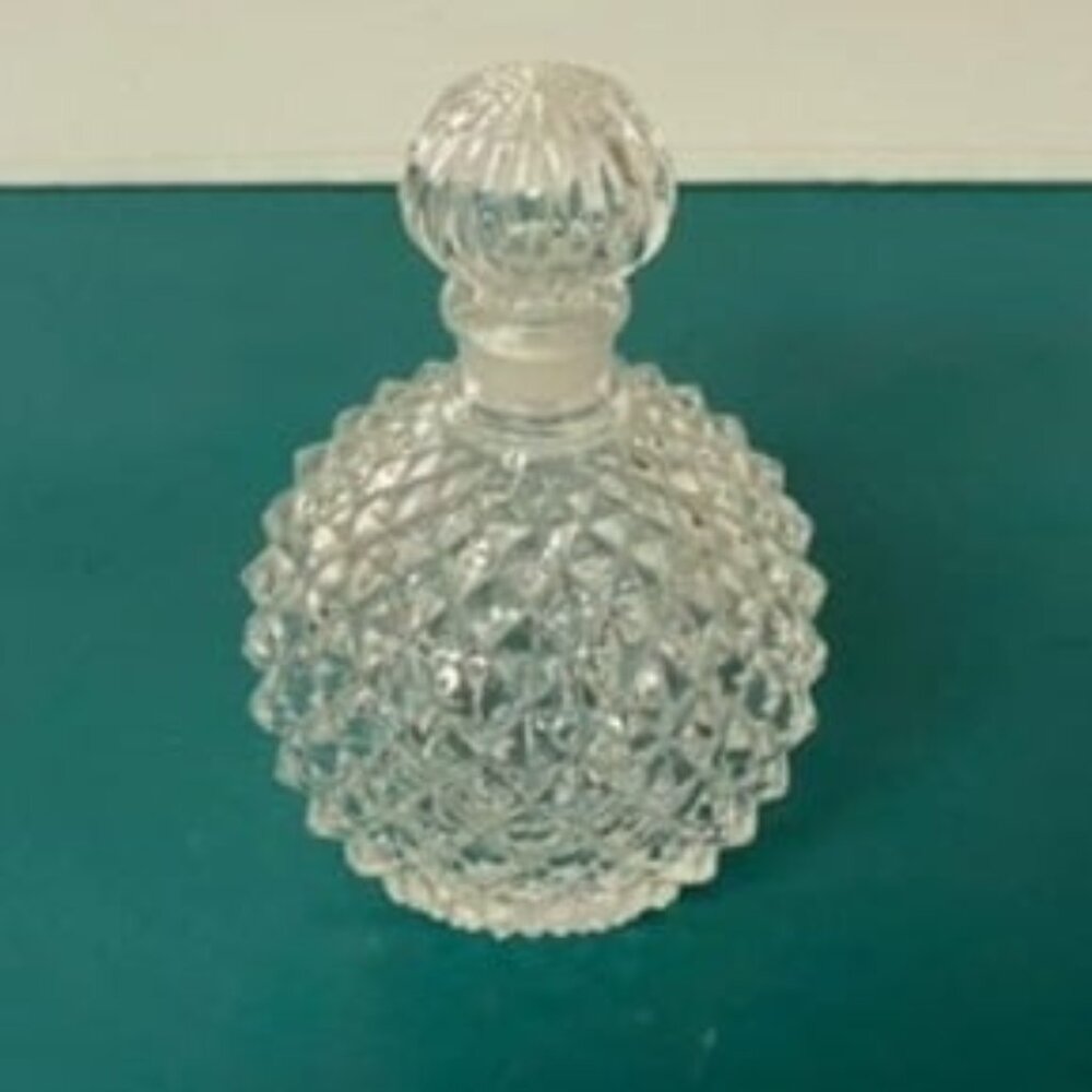 Vintage Colony Lead Crystal Perfume Bottle With Stopper Diamond Point Pattern